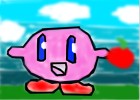 Kirby and an apple