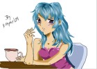 Anime Girl at Cafe