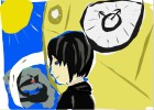 xion sitting on the colck tower in twilight town