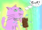 Purple kitteh and teh icecream!