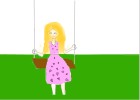 girl on swing on cloudy day