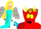 South park angle, devil, dog and cat