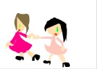 2 girls playing happily together