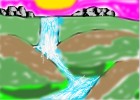 sunset waterfall