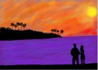 sunset ocean silhouette couple