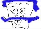 blue untight man with blue mustache