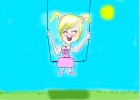 Little Pigtailed Girl Swinging