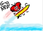 red puffle surfing