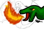 A Green Dragon Breathing Fire