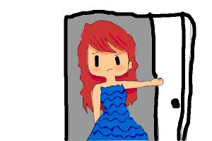at the door