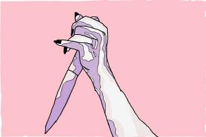 hand and knife