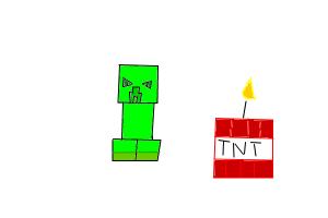 How t draw a creeper with a tnt