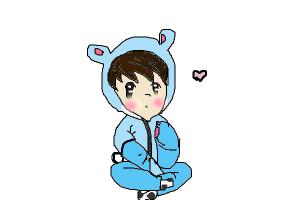 How to draw a cute anime boy in a bear onesie