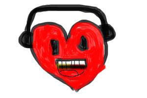 how to draw a heart with headphones