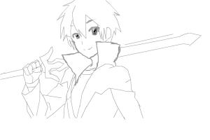 Kirito From sao (lineart)