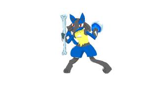 Lucario with Bone and Aura Sphere