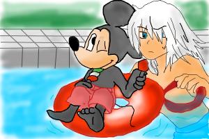 Mikey mouse and Riku KH swimm