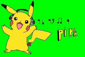 pikachu wearing headphones