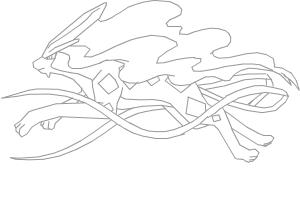 Suicune running uncoloured sketch