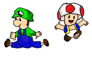 toad and baby luigi