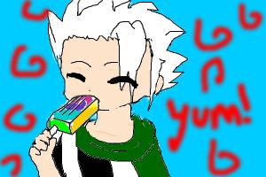 Toshiro eating a popsicle