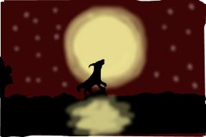 Wolf in moonlight