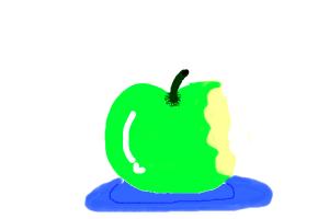 How to Draw a Green Bitten Apple On a Plate