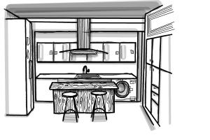 Vector Sketch Classic Kitchen Design Home Interior Kitchen Sketch Also  Stock Vector by ©richard_salamander 176640654