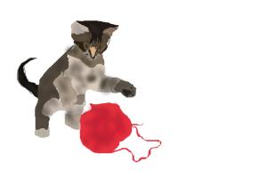 How to Draw a Kitten Playing With Yarn