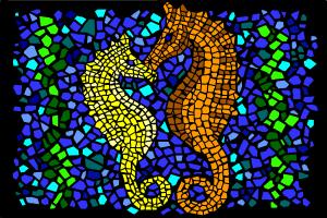 How to Draw a Mosaic Art (Seahorses In Love)