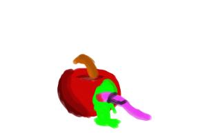 how to draw a worm coming out of an apple