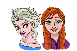 How to Draw Anna And Elsa from Frozen