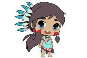 How to Draw Cute Native American Girl