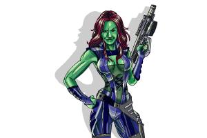 How to Draw Gamora from Guardians Of The Galaxy