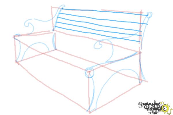 How to Draw a Bench - Step 7