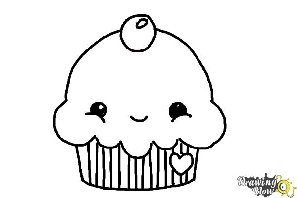 How to Draw a Cute Cupcake - Step 7 How to Draw a Cute Cupcake - Step 7