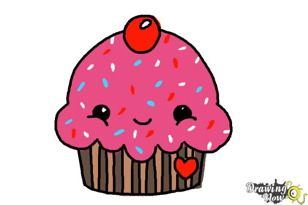 How to Draw a Cute Cupcake - Step 8 How to Draw a Cute Cupcake - Step 8