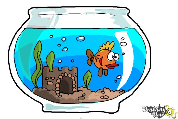 How to Draw Aquarium - Step 12