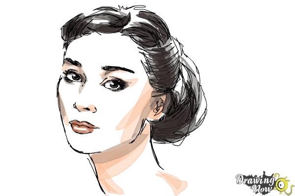How to Draw Audrey Hepburn - Step 11