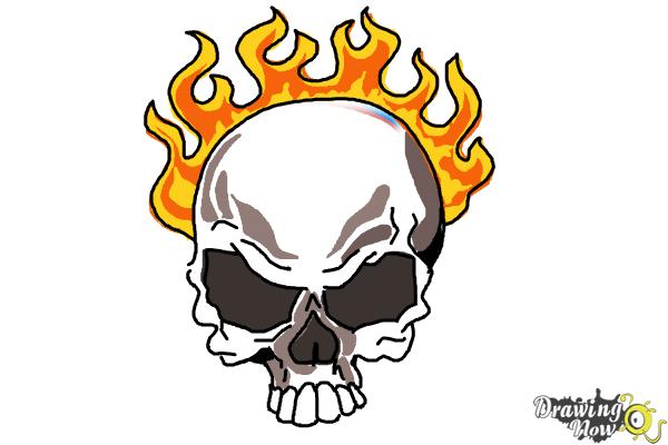 How To Draw Flaming Skulls