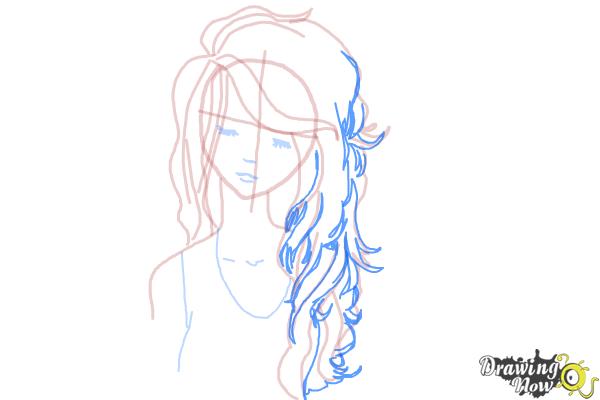 Female anime head base with hair.  Girl hair drawing, How to draw