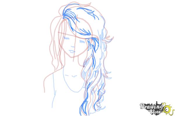 How to Draw Girl Hair - Step 11 How to Draw Girl Hair - Step 11