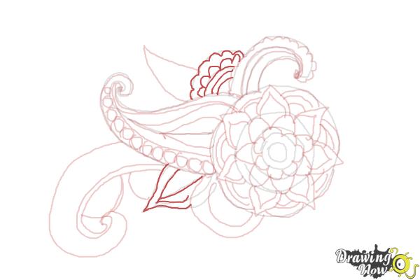 How to Draw Henna Designs - Step 16