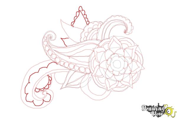 How to Draw Henna Designs - Step 17