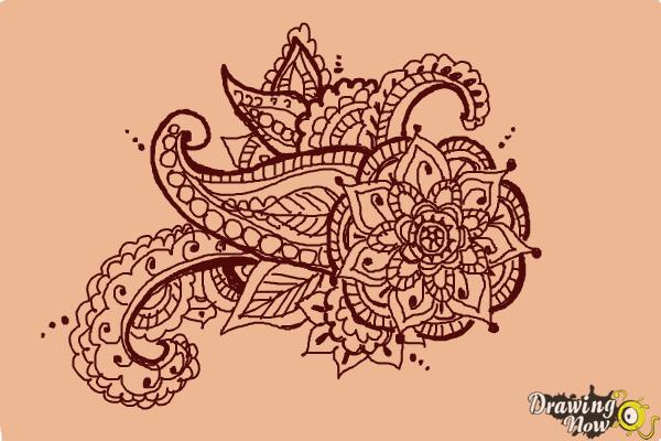 How to Draw Henna Designs - Step 20