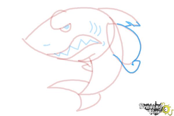 How to Draw a Cartoon Shark - Step 10
