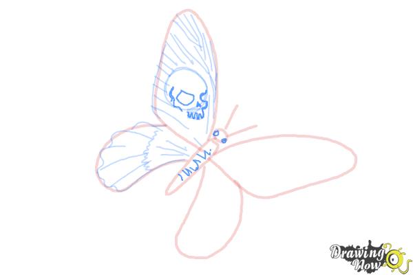 How to Draw a Skull Butterfly - Step 11