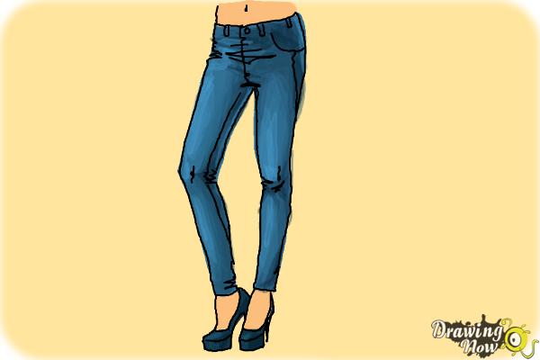 How to Draw Skinny Jeans - Step 13