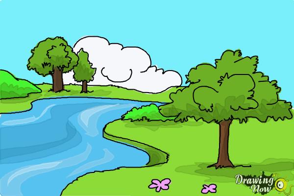 How To Draw Nature Scenery Drawingnow 480x360 village nature scenery drawing easy tutorial for kids. how to draw nature scenery drawingnow