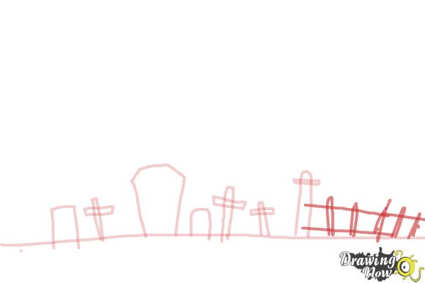 How to Draw a Cemetery - Step 5